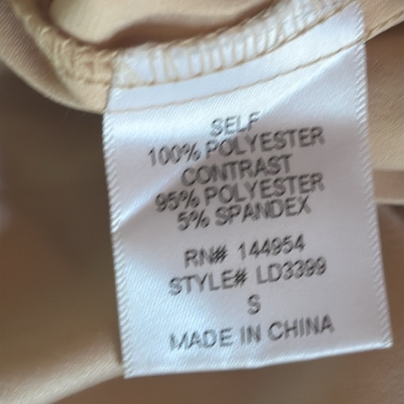 Luxxel Champagne Sheer Lace Satin Bodycon Mini Dress - Picture 10 of 11